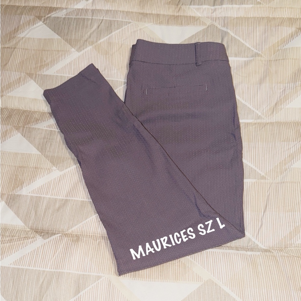 Maurices Gray Textured Pull On Skinny Ankle Trousers SZ L